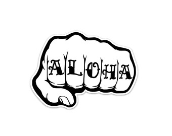 ALOHA Knuckle Tattoo Sticker (2.5 x 3.4 in)