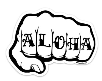ALOHA Knuckle Tattoo Sticker (3.5 x 4.75in)