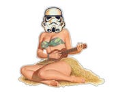 Hula Trooper Ukulele Sticker 3.75inch