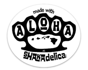 SHAKAdelica/ALOHA Brass Knuckles Style Sticker (3.5 x 3in)