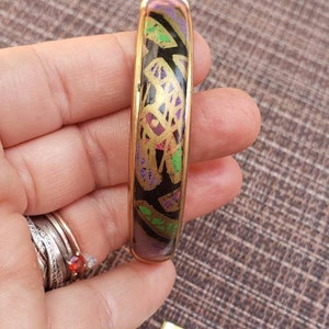 Vintage Collection - Colorful modernist Enamel Metal Bangle Bracelet