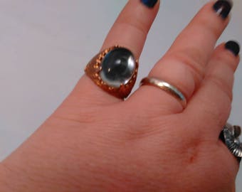 Vintage Collection - Gold ring  with Clear plastic stone