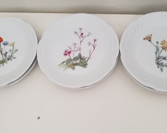 Vintage Louis Lourioux Botanical Canape Plates Set of 4
