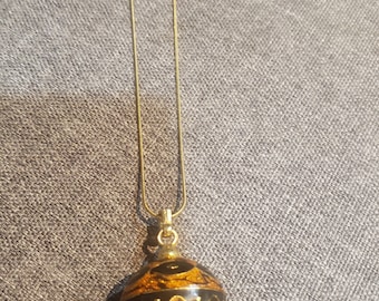 collier de chaîne en or vintage Landau Co. avec pendentif pendule cloisonné