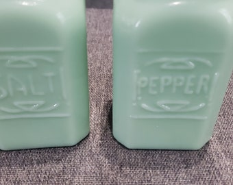 Vintage made in Taiwan jadeite glass salt and pepper shakers