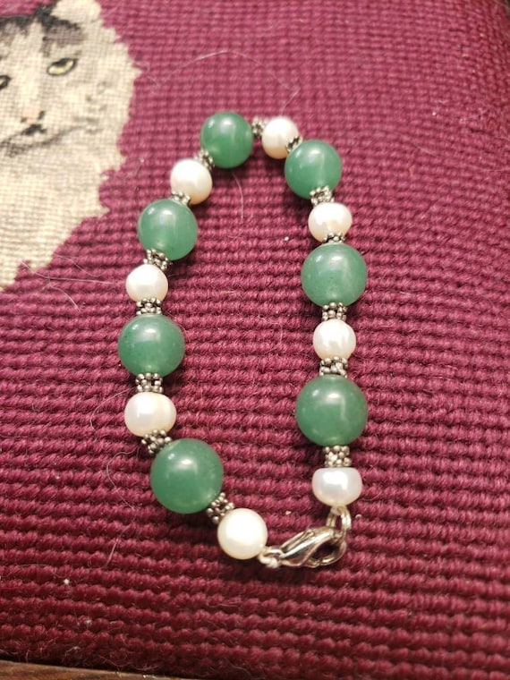 Vintage Collection - Real Pearls and Green Stone … - image 1