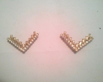 Vintage Collection - Set of 2 silver color metal, rhinestones and baguette glass stones collar appliques