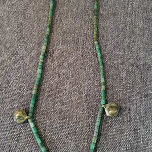 Antique green jasper beaded necklace