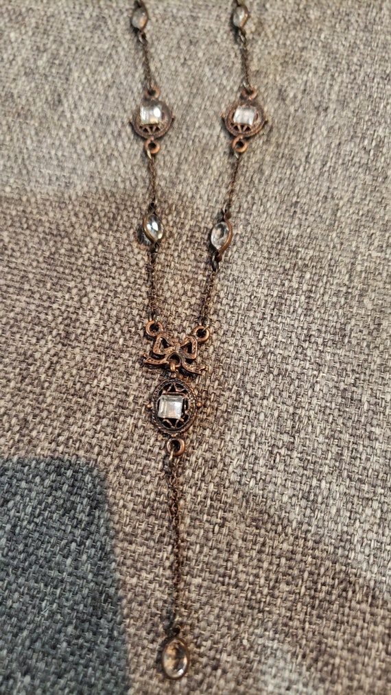 Vintage Victorian style crystal necklace tie - image 1