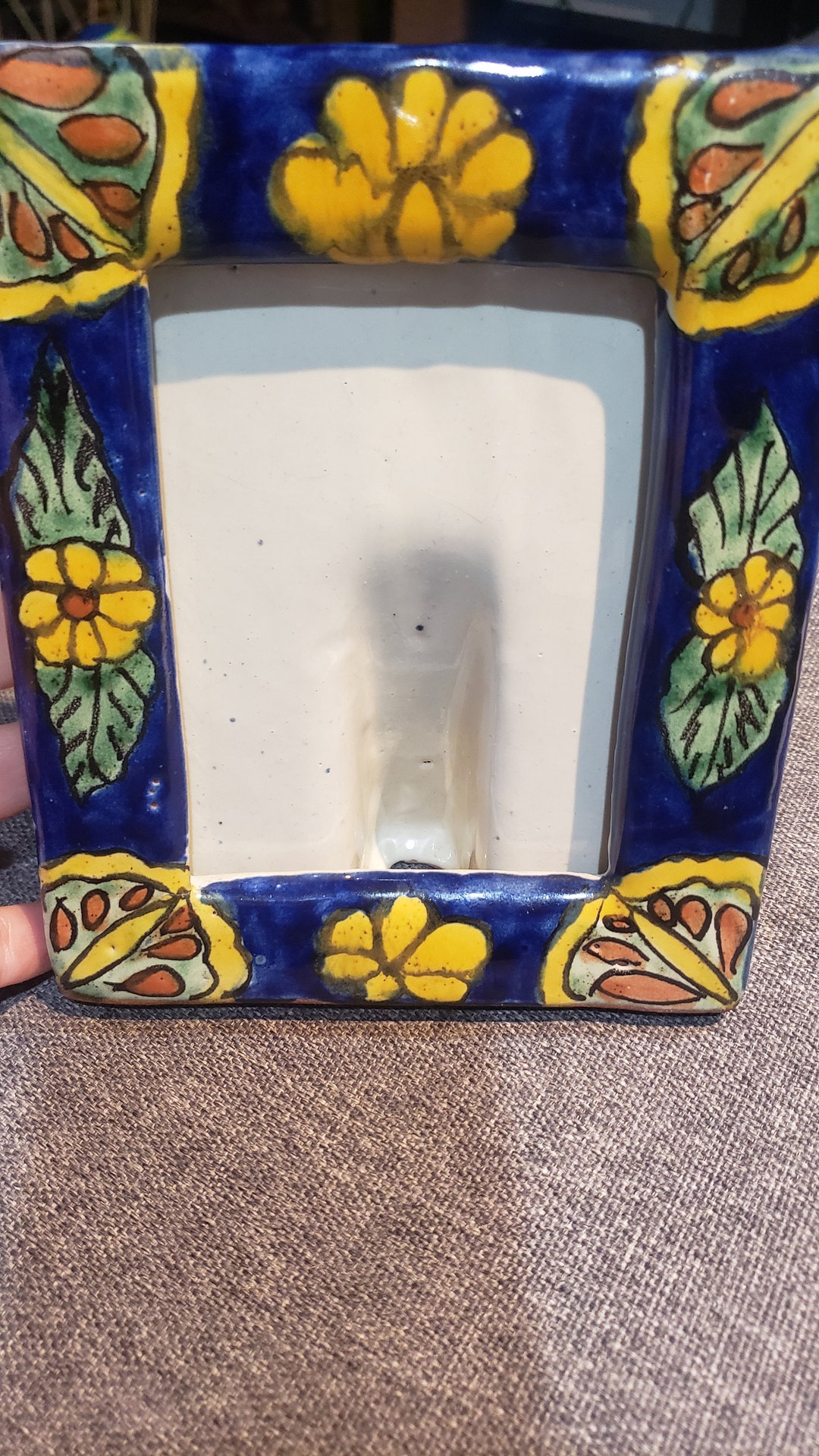 Vintage Tavalera Style Floral Ceramic Picture Frame Etsy