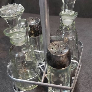 Vintage Silver and glass Cruet Set
