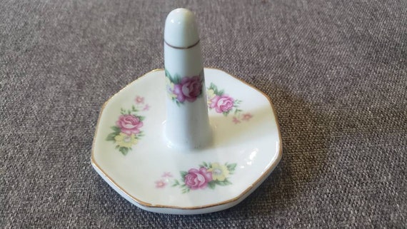 Vintage floral porcelain ring holder - image 1