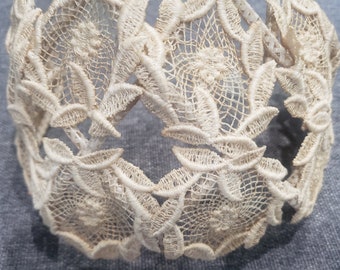 Antique Ivory color lace headband