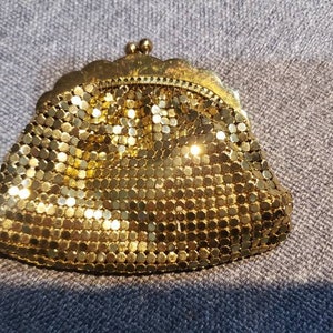 Vintage Collection - Whiting and David Mesh gold tiny coin purse Made in USA