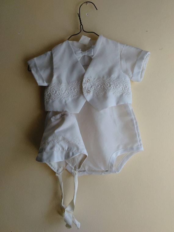 Vintage White Silk baby boy Christening Clothing