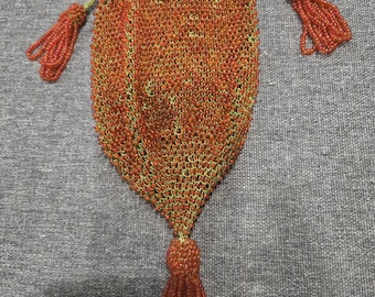 Antique Art Deco era micro beaded crochet purse