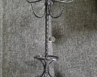 Vintage black metal jewelry stand