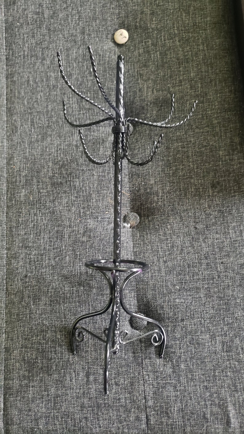 Vintage black metal jewelry stand image 1