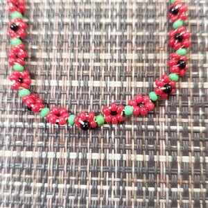 Vintage Beaded flowers colorful choker Necklace