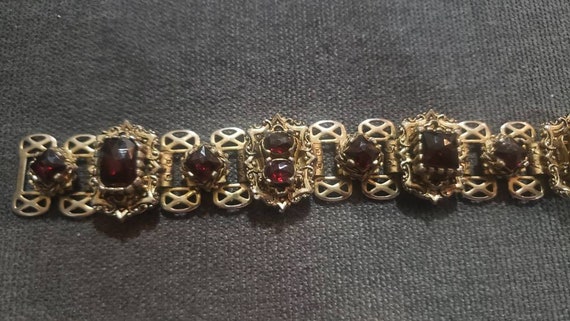Vintage Victorian style glass garnet bead stones … - image 1