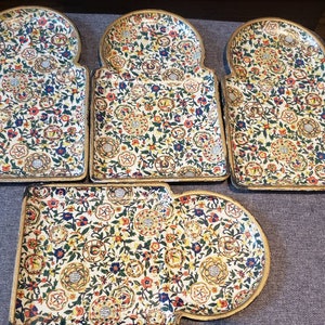 Vintage set of 4 snack Chintz paper Trays by Viking Made in Japan