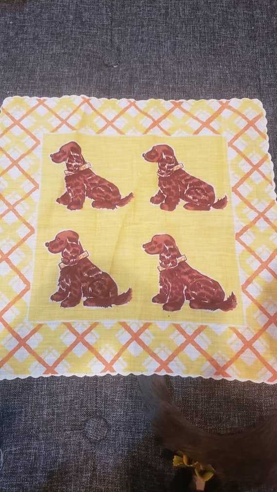 Vintage Kitsch Cocker Spaniel Cotton Fabric Handke