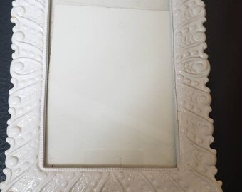 Vintage white cast iron picture frame