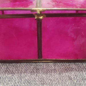 Vintage pink shell and brass metal small box image 1