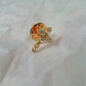 Vintage Collection - Tiny Gold Color Metal And Aquamarine Crystal Pin