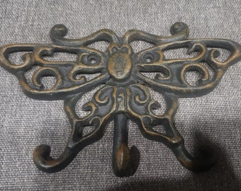 Vintage cast iron butterfly wall hook