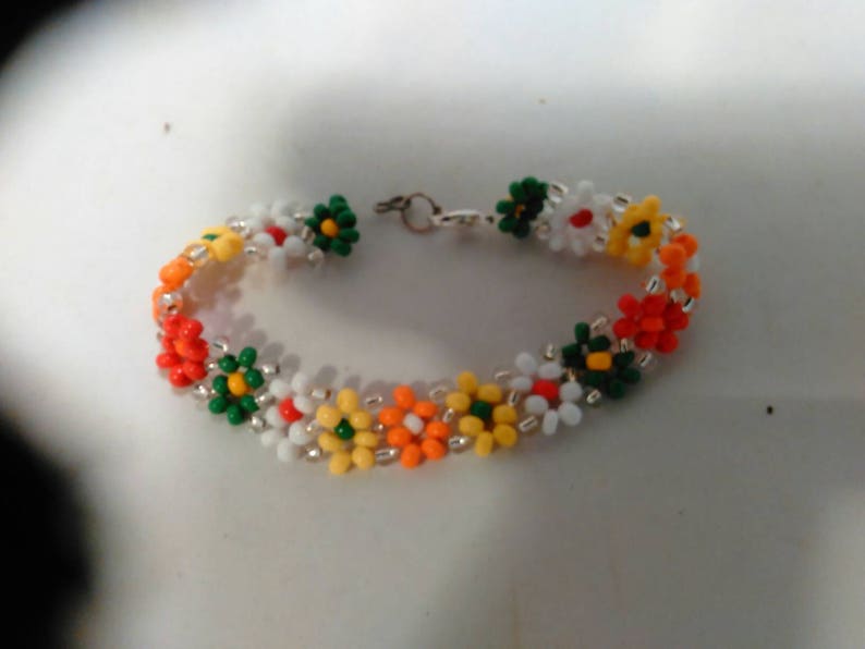 Handmade Colorful beaded flowers Anklet