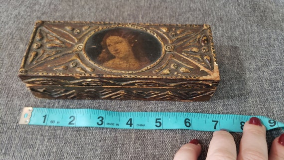 Antique Florentine Craft Box w/Decoupage & Painte… - image 4
