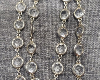 Vintage Austrian Bezel open crystals gold tone necklace