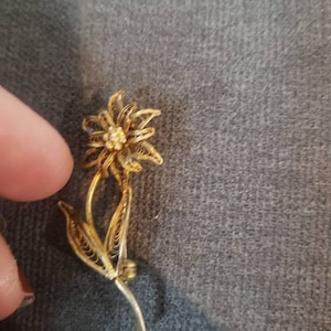 Antique sterling silver 800  filigree flower brooch
