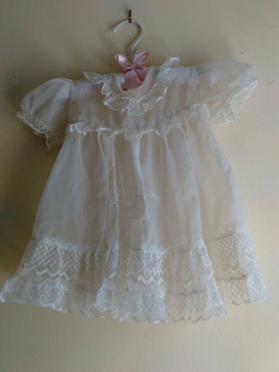 Vintage White Silk baby girl Christening Clothing/