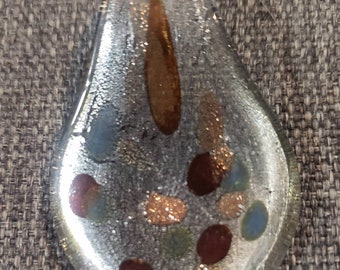 Vintage silver tone with blow Glass pendant