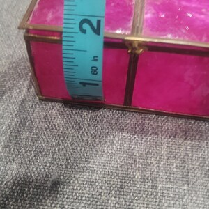 Vintage pink shell and brass metal small box image 4