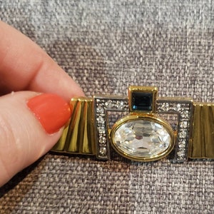 Vintage Collection - Egyptian Art Deco style gold color Metal and Plastic Stones brooch