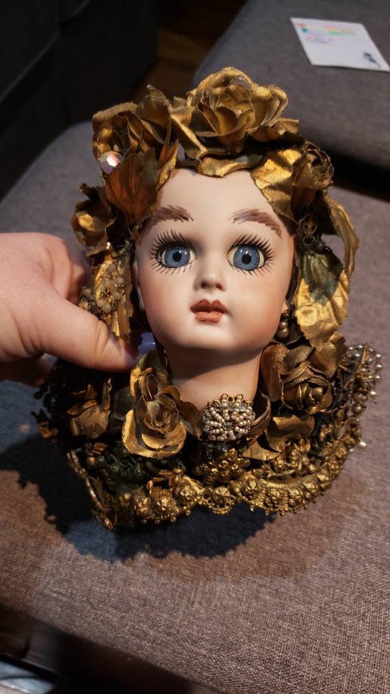 domein『crown』　Italy antique doll Vintage Handmade Baroque Style Crown With Upcycled Bisque Doll