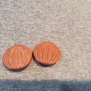 Vintage Carved &quot;Bakelite&quot; Morris Clip Earrings NY Metropolitan Museum of Art