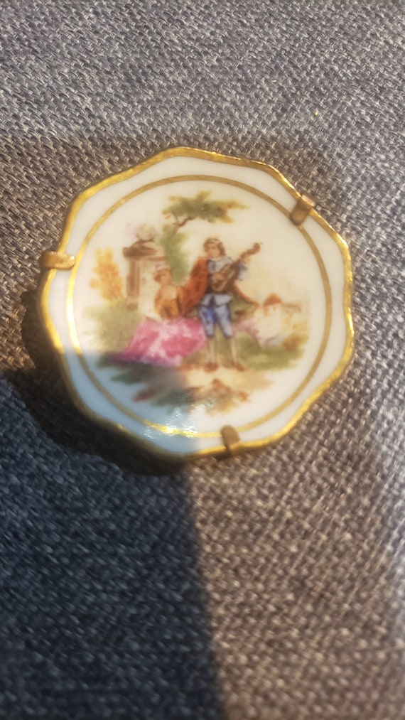 Vintage Victorian style handpainted tiny plate Ren