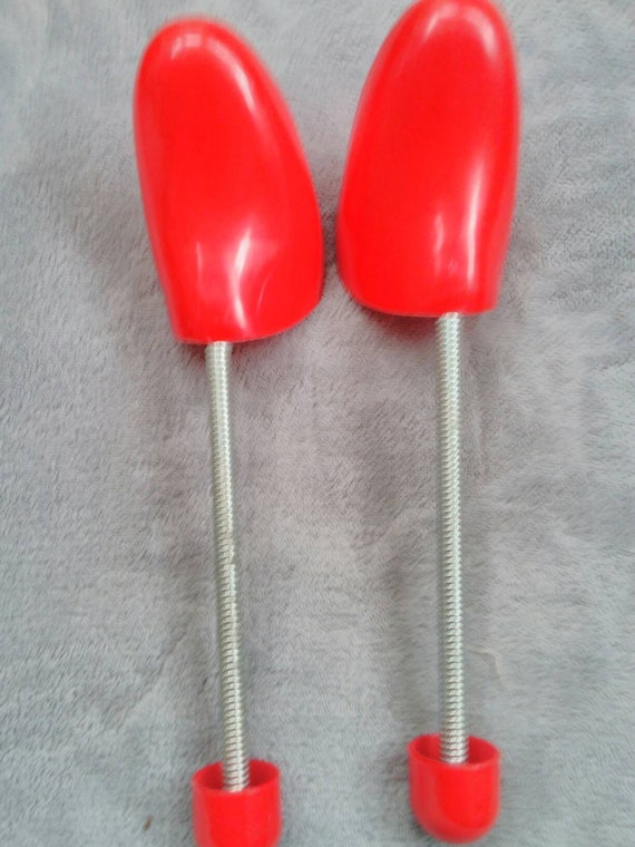 Vintage Red plastic and metal pair of shoe shapes… - image 1