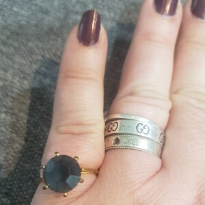Vintage Victorian Style 12k Gold and blue crystal stone solitarie ring sz 7