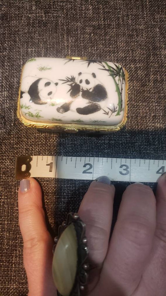 Vintage Panda Porcelain and metal trinket or Pill… - image 5