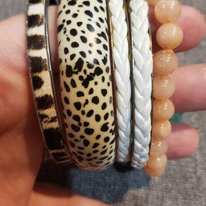 SALE |vintage Jewel and Stud Leather and Metal Bangles, Lot