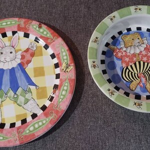 Vintage Peas and Thank You Plate and bowl by Kelly Barnes Rightsell