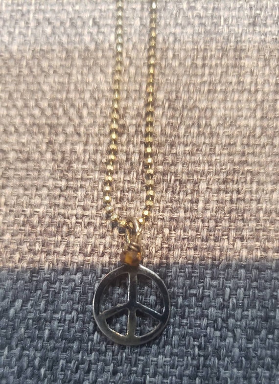 Vintage sterling Small Peace and Love pendant Nec… - image 1