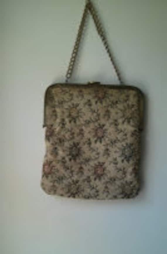 Vintage Collection - Tapestry Purse with metal str