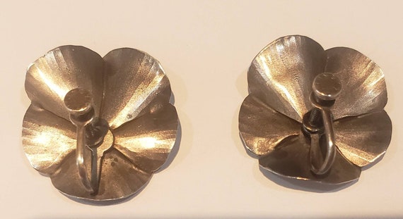 Vintage Nye Sterling Signed Silver Etched Pansy s… - image 3
