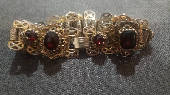 Vintage Victorian style glass garnet bead stones … - image 4